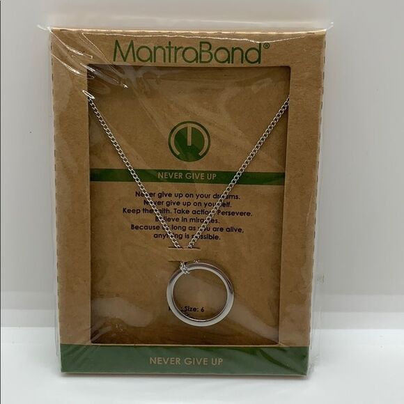 NWT MantraBand Never Give Up Silver Necklace/Ring - Picture 4 of 4
